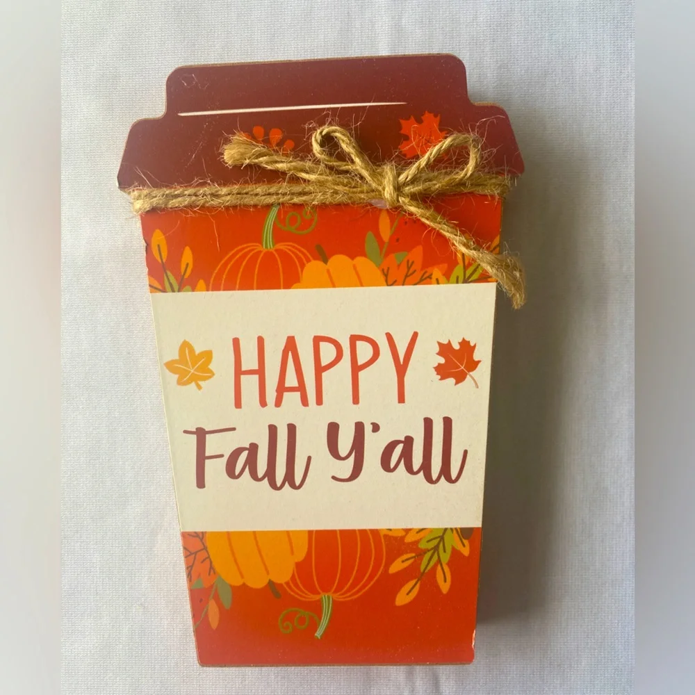 3Pcs Fall Season Chunky‎ Wood Decor Coffee Mugs Happy Pumpkin Spice Season Happy